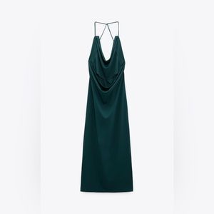 Draped MIDI dress Green ZARA M